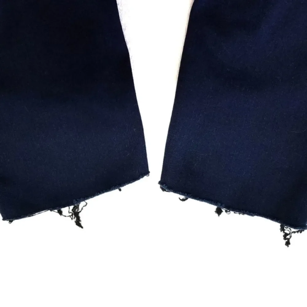 BLANKNYC Dark Wash Raw Cut Distressed Skinny Jeans